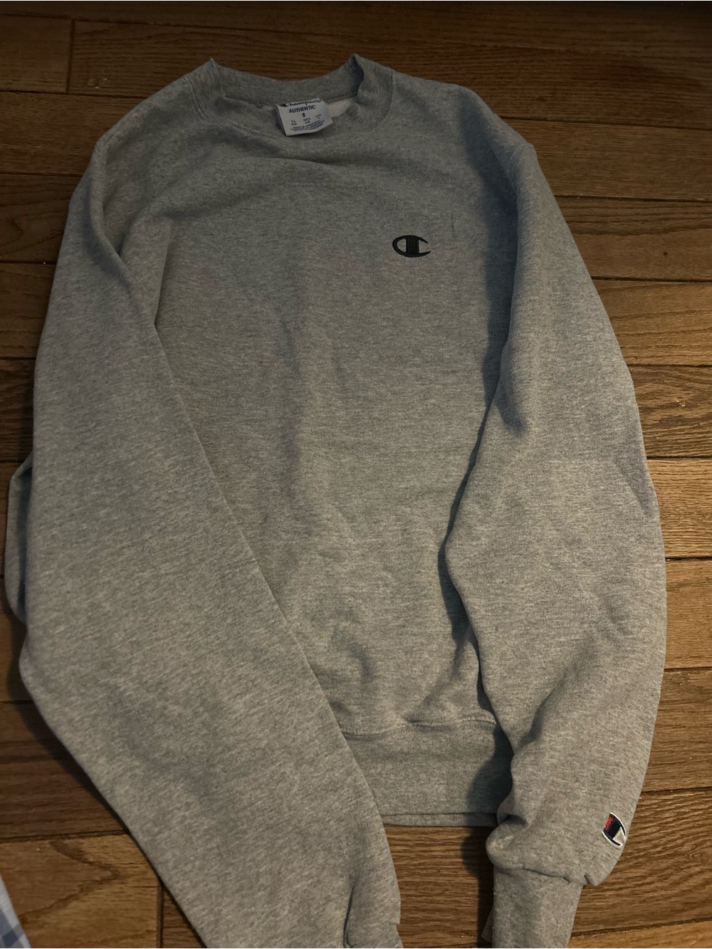 Champion Crewneck Sweatshirt in Heather Gray with Logo